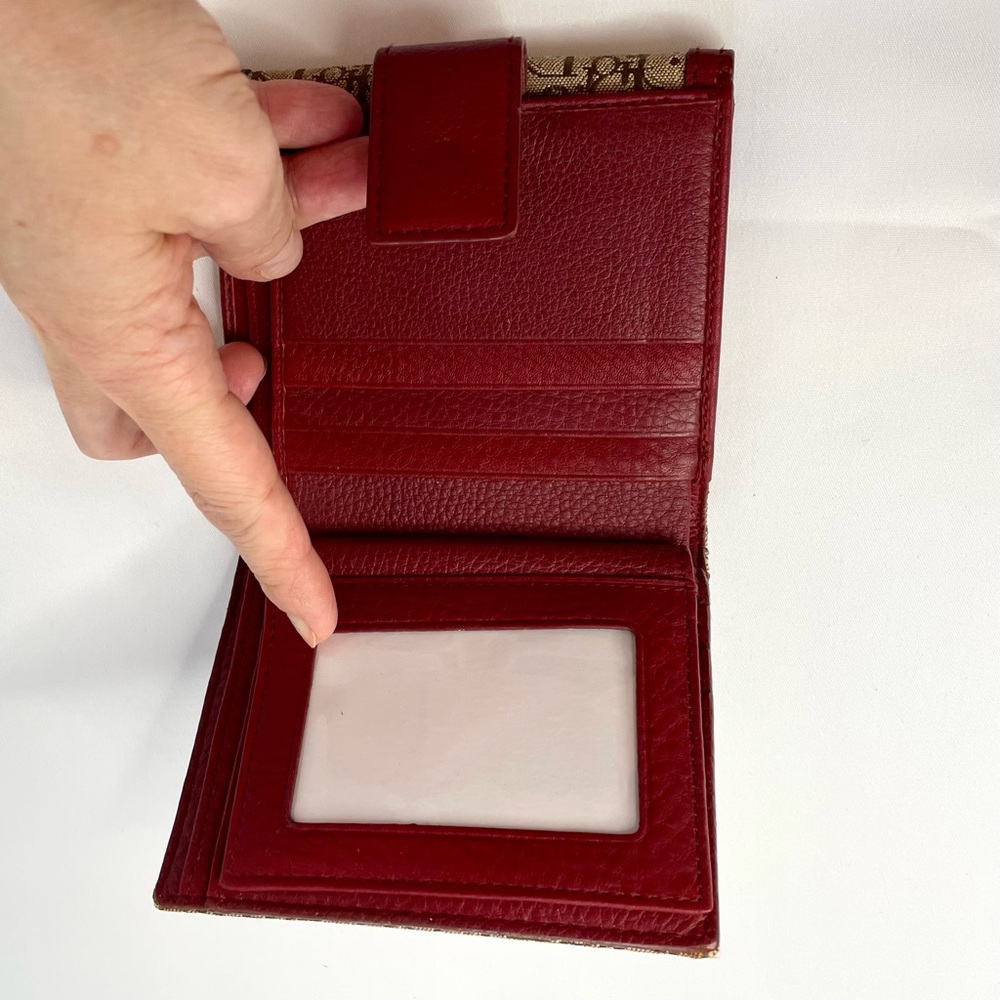 Dior Beige Logo Canvas Wallet with Bordeaux Leather – New with Tags - Picture 8 of 11